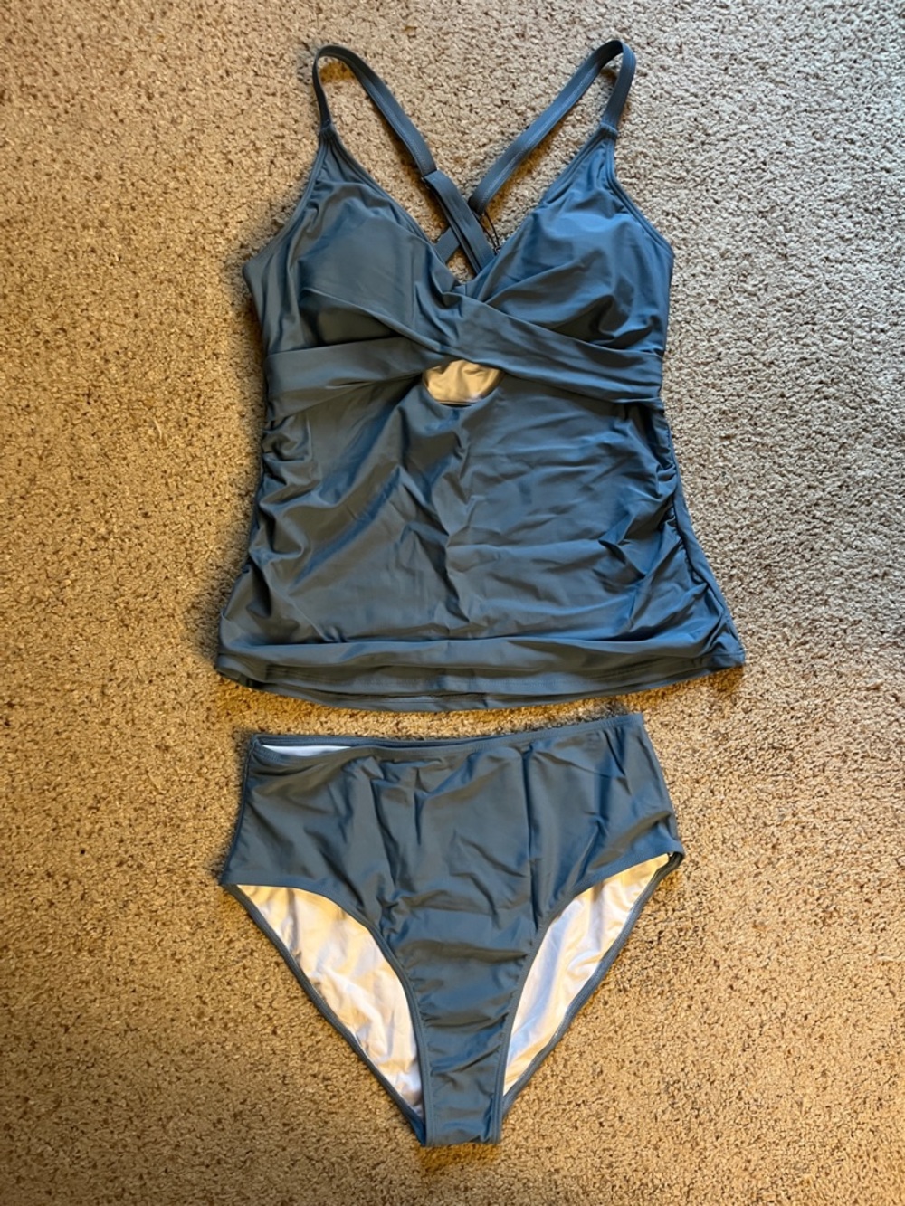 Zaful Slate Blue Two-Piece Tankini Set